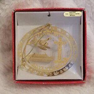 Collectible Gold Plated Brass Souvenir Ornament-- Alaskan Adventure